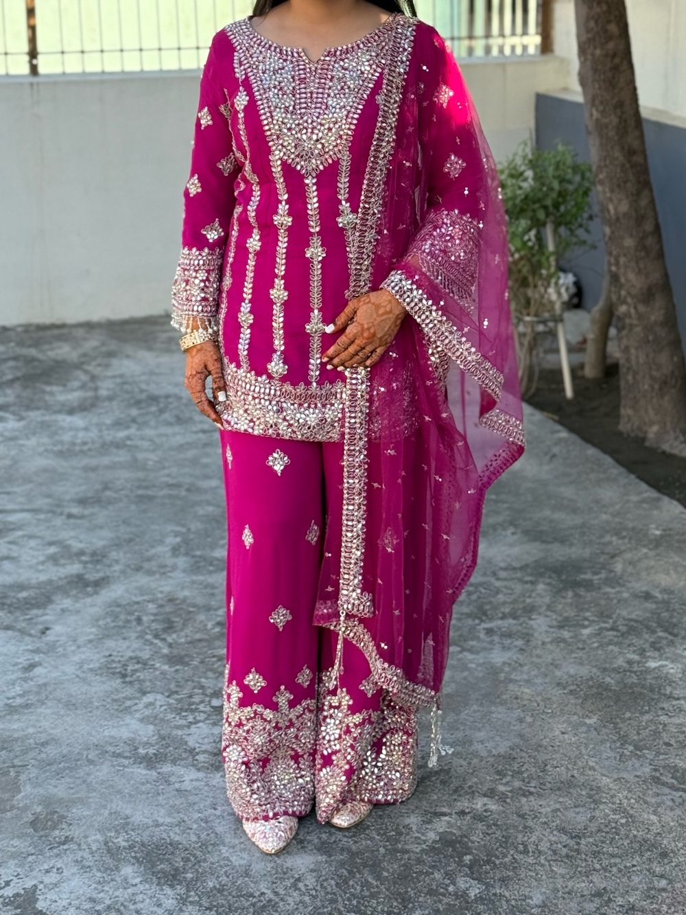 Women’s Embellished Fuchsia Party Dress